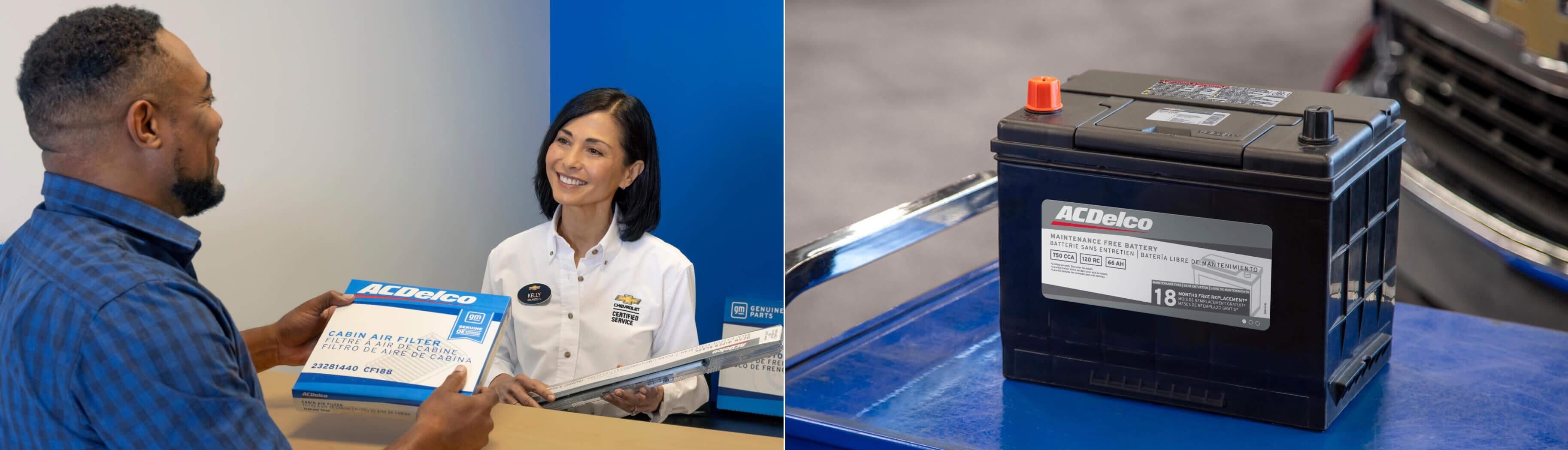 customer and salesperson with aldeco parts Bomnin Buick GMC Nanuet in Nanuet NY